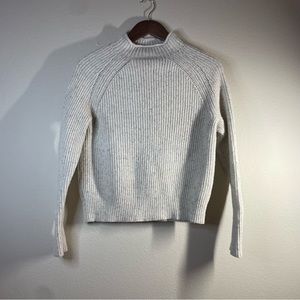 J. Crew Merino Wool Cream Speckled Ribbed Knit Mock Turtleneck Sweater -Size: XS
